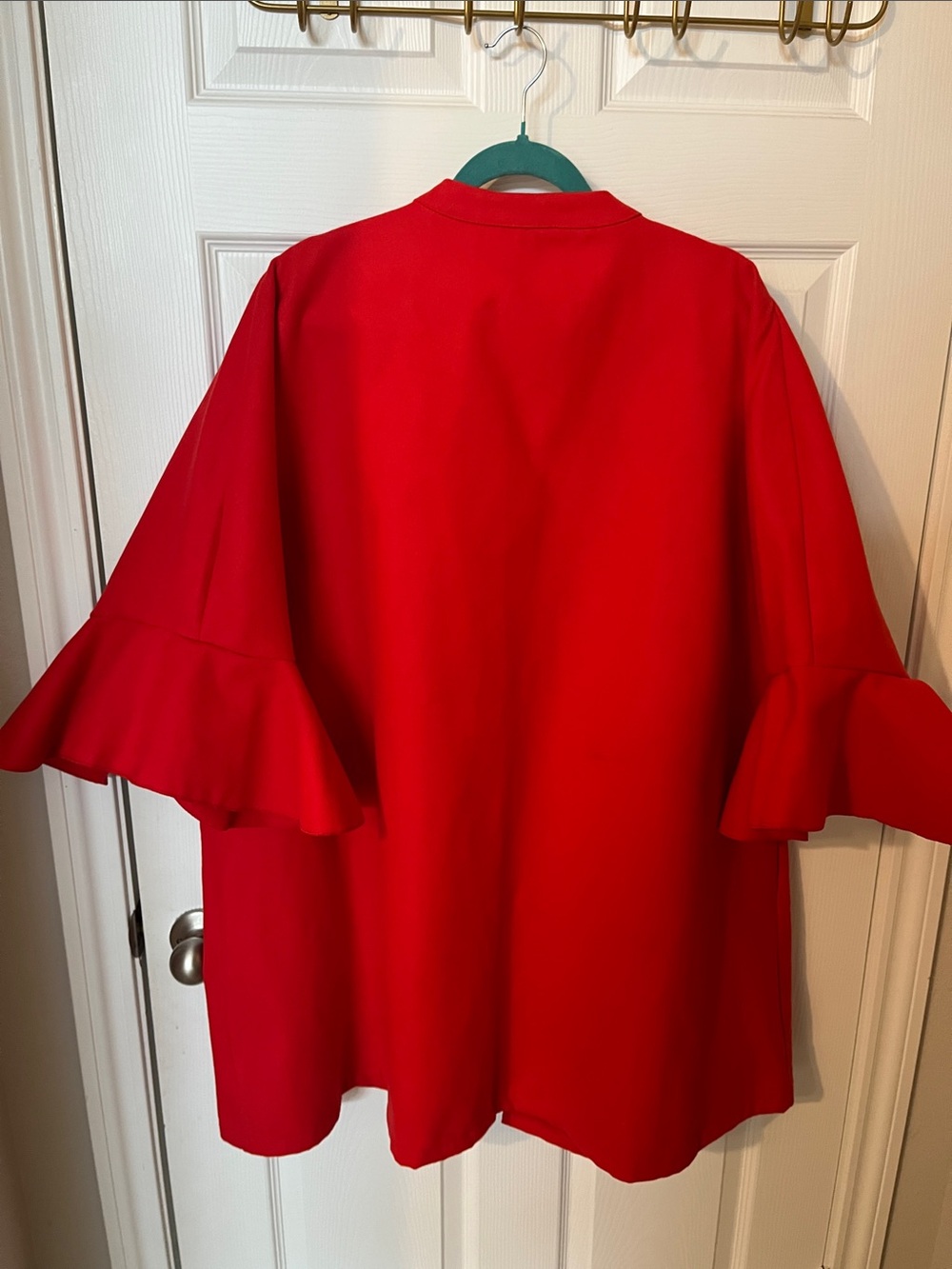 Red Bell-Sleeve Open Front Blazer Jacket - Picture 2 of 2
